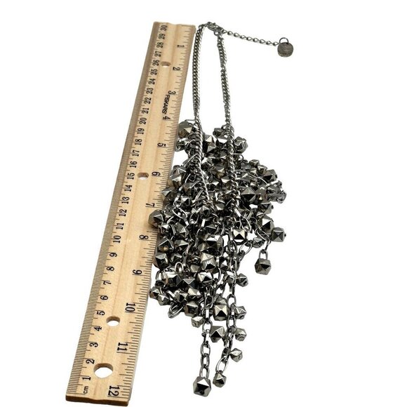 Lia Sophia Silver-Tone Multi-Strand Bib Necklace With Geometric Charms - Picture 6 of 7